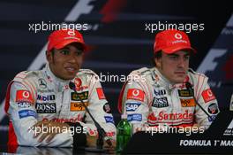 04.08.2007 Budapest, Hungary,  Lewis Hamilton (GBR), McLaren Mercedes, Fernando Alonso (ESP), McLaren Mercedes - Formula 1 World Championship, Rd 11, Hungarian Grand Prix, Saturday Press Conference