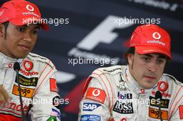 04.08.2007 Budapest, Hungary,  Lewis Hamilton (GBR), McLaren Mercedes, Fernando Alonso (ESP), McLaren Mercedes - Formula 1 World Championship, Rd 11, Hungarian Grand Prix, Saturday Press Conference