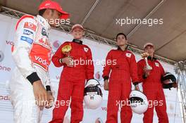 02.08.2007 Budapest, Hungary,  Lewis Hamilton (GBR), McLaren Mercedes with young karters at the Vodafone karting event - Formula 1 World Championship, Rd 11, Hungarian Grand Prix, Thursday