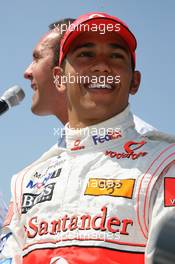 02.08.2007 Budapest, Hungary,  Lewis Hamilton (GBR), McLaren Mercedes with Vodafone Karting and opening of shop in Budapest - Formula 1 World Championship, Rd 11, Hungarian Grand Prix, Thursday