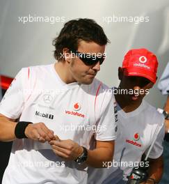 07.09.2007 Monza, Italy,  Fernando Alonso (ESP), McLaren Mercedes and Lewis Hamilton (GBR), McLaren Mercedes - Formula 1 World Championship, Rd 13, Italian Grand Prix, Friday