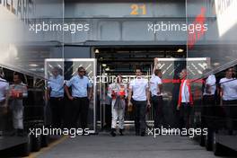 07.09.2007 Monza, Italy,  Lewis Hamilton (GBR), McLaren Mercedes walks out of the garage - Formula 1 World Championship, Rd 13, Italian Grand Prix, Friday