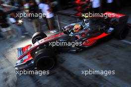 07.09.2007 Monza, Italy,  Lewis Hamilton (GBR), McLaren Mercedes driving out of the garage - Formula 1 World Championship, Rd 13, Italian Grand Prix, Friday Practice