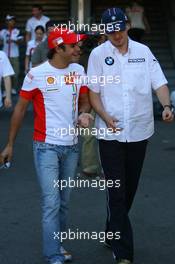 07.09.2007 Monza, Italy,  Felipe Massa (BRA), Scuderia Ferrari and Robert Kubica (POL),  BMW Sauber F1 Team - Formula 1 World Championship, Rd 13, Italian Grand Prix, Friday