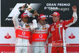 09.09.2007 Monza, Italy,  Lewis Hamilton (GBR), McLaren Mercedes, Fernando Alonso (ESP), McLaren Mercedes, Kimi Raikkonen (FIN), Räikkönen, Scuderia Ferrari - Formula 1 World Championship, Rd 13, Italian Grand Prix, Sunday Podium