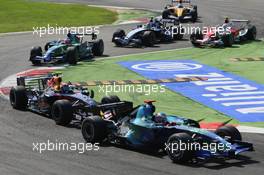 09.09.2007 Monza, Italy,  Jenson Button (GBR), Honda Racing F1 Team, RA107 and Mark Webber (AUS), Red Bull Racing, RB3 - Formula 1 World Championship, Rd 13, Italian Grand Prix, Sunday Race