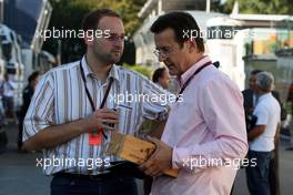 08.09.2007 Monza, Italy,  Christian Elsaesser [SPORTBILD journalist] talks with Hans Mahr (GER), Manager of Ralf Schumacher - Formula 1 World Championship, Rd 13, Italian Grand Prix, Saturday