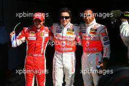 08.09.2007 Monza, Italy,  Felipe Massa (BRA), Scuderia Ferrari, Fernando Alonso (ESP), McLaren Mercedes, Lewis Hamilton (GBR), McLaren Mercedes - Formula 1 World Championship, Rd 13, Italian Grand Prix, Saturday Qualifying