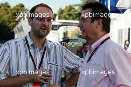 08.09.2007 Monza, Italy,  Christian Elsaesser [SPORTBILD journalist] talks with Hans Mahr (GER), Manager of Ralf Schumacher - Formula 1 World Championship, Rd 13, Italian Grand Prix, Saturday