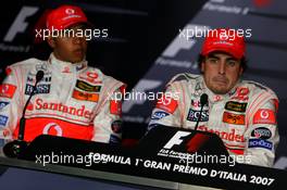 08.09.2007 Monza, Italy,  1st, Fernando Alonso (ESP), McLaren Mercedes and 2nd Lewis Hamilton (GBR), McLaren Mercedes - Formula 1 World Championship, Rd 13, Italian Grand Prix, Saturday Press Conference