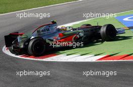 08.09.2007 Monza, Italy,  Lewis Hamilton (GBR), McLaren Mercedes, MP4-22 spins at turn 1 - Formula 1 World Championship, Rd 13, Italian Grand Prix, Saturday Practice