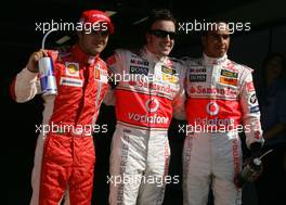 08.09.2007 Monza, Italy,  Pole Position, 1st, Fernando Alonso (ESP), McLaren Mercedes, MP4-22, 2nd, Lewis Hamilton (GBR), McLaren Mercedes, MP4-22 and 3rd, Felipe Massa (BRA), Scuderia Ferrari, F2007 - Formula 1 World Championship, Rd 13, Italian Grand Prix, Saturday Qualifying