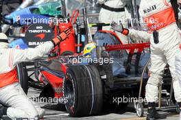 08.09.2007 Monza, Italy,  Lewis Hamilton (GBR), McLaren Mercedes / PIT STOP - Formula 1 World Championship, Rd 13, Italian Grand Prix, Saturday Qualifying