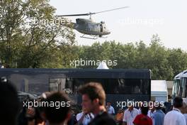 08.09.2007 Monza, Italy,  a helicopter is starting behind the paddock - Formula 1 World Championship, Rd 13, Italian Grand Prix, Saturday