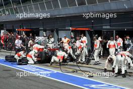 08.09.2007 Monza, Italy,  Lewis Hamilton (GBR), McLaren Mercedes / PIT STOP - Formula 1 World Championship, Rd 13, Italian Grand Prix, Saturday Qualifying