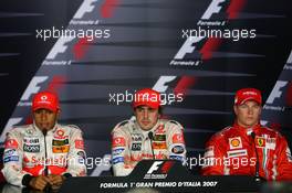 09.09.2007 Monza, Italy,  Lewis Hamilton (GBR), McLaren Mercedes, Fernando Alonso (ESP), McLaren Mercedes, Kimi Raikkonen (FIN), Räikkönen, Scuderia Ferrari - Formula 1 World Championship, Rd 13, Italian Grand Prix, Sunday Press Conference