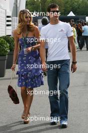 06.09.2007 Monza, Italy,  Mark Webber (AUS), Red Bull Racing with a girl in the paddock - Formula 1 World Championship, Rd 13, Italian Grand Prix, Thursday