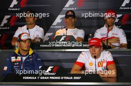 06.09.2007 Monza, Italy,  top left to bottom right, Vitantonio Liuzzi (ITA), Scuderia Toro Rosso, Mark Webber (AUS), Red Bull Racing, Jarno Trulli (ITA), Toyota Racing, Giancarlo Fisichella (ITA), Renault F1 Team and Kimi Raikkonen (FIN), Räikkönen, Scuderia Ferrari - Formula 1 World Championship, Rd 13, Italian Grand Prix, Thursday Press Conference