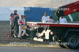 05.12.2007 Jerez, Spain,  Lewis Hamilton (GBR), McLaren Mercedes after stopping in the gravel - Formula 1 Testing, Jerez