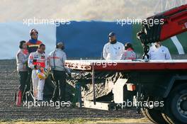 05.12.2007 Jerez, Spain,  Lewis Hamilton (GBR), McLaren Mercedes after stopping in the gravel - Formula 1 Testing, Jerez