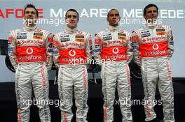 15.01.2007 Valencia, Spain Gary Paffett (GBR), Test Driver, McLaren Mercedes, Fernando Alonso (ESP), McLaren Mercedes, Lewis Hamilton (GBR), McLaren Mercedes, Pedro de la Rosa (ESP), Test Driver, McLaren Mercedes - McLaren Mercedes MP4-22 Launch