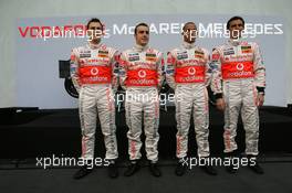 15.01.2007 Valencia, Spain Gary Paffett (GBR), Test Driver, McLaren Mercedes, Fernando Alonso (ESP), McLaren Mercedes, Lewis Hamilton (GBR), McLaren Mercedes, Pedro de la Rosa (ESP), Test Driver, McLaren Mercedes - McLaren Mercedes MP4-22 Launch