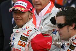 27.05.2007 Monte Carlo, Monaco,  Lewis Hamilton (GBR), McLaren Mercedes and Fernando Alonso (ESP), McLaren Mercedes - Formula 1 World Championship, Rd 5, Monaco Grand Prix, Sunday Podium