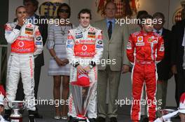 27.05.2007 Monte Carlo, Monaco,  Lewis Hamilton (GBR), McLaren Mercedes, Fernando Alonso (ESP), McLaren Mercedes, Felipe Massa (BRA), Scuderia Ferrari - Formula 1 World Championship, Rd 5, Monaco Grand Prix, Sunday Podium