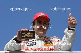 27.05.2007 Monte Carlo, Monaco,  Fernando Alonso (ESP), McLaren Mercedes with a golden F1 Car - Formula 1 World Championship, Rd 5, Monaco Grand Prix, Sunday Podium