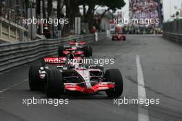 27.05.2007 Monte Carlo, Monaco,  Fernando Alonso (ESP), McLaren Mercedes, MP4-22 leads Lewis Hamilton (GBR), McLaren Mercedes, MP4-22 - Formula 1 World Championship, Rd 5, Monaco Grand Prix, Sunday Race