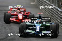 27.05.2007 Monte Carlo, Monaco,  Jenson Button (GBR), Honda Racing F1 Team, RA107 and Kimi Raikkonen (FIN), Räikkönen, Scuderia Ferrari, F2007 - Formula 1 World Championship, Rd 5, Monaco Grand Prix, Sunday Race