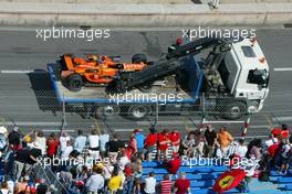 27.05.2007 Monte Carlo, Monaco,  CAR after the crash from Adrian Sutil (GER), Spyker F1 Team - Formula 1 World Championship, Rd 5, Monaco Grand Prix, Sunday Race