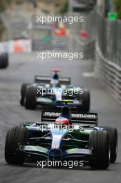 27.05.2007 Monte Carlo, Monaco,  Rubens Barrichello (BRA), Honda Racing F1 Team, RA107 and Jenson Button (GBR), Honda Racing F1 Team, RA107 - Formula 1 World Championship, Rd 5, Monaco Grand Prix, Sunday Race