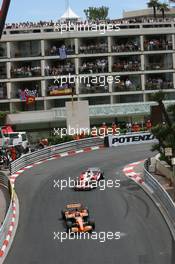 27.05.2007 Monte Carlo, Monaco,  Adrian Sutil (GER), Spyker F1 Team, F8-VII leads Ralf Schumacher (GER), Toyota Racing, TF107 - Formula 1 World Championship, Rd 5, Monaco Grand Prix, Sunday Race