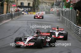 27.05.2007 Monte Carlo, Monaco,  Fernando Alonso (ESP), McLaren Mercedes, MP4-22 leads Lewis Hamilton (GBR), McLaren Mercedes, MP4-22 - Formula 1 World Championship, Rd 5, Monaco Grand Prix, Sunday Race