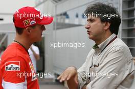 26.05.2007 Monte Carlo, Monaco,  Michael Schumacher (GER), Scuderia Ferrari, Advisor and Pasquale Lattuneddu (ITA), FOM, Formula One Management - Formula 1 World Championship, Rd 5, Monaco Grand Prix, Saturday