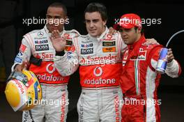 26.05.2007 Monte Carlo, Monaco,  Pole Position, 1st, Fernando Alonso (ESP), McLaren Mercedes, MP4-22, 2nd, Lewis Hamilton (GBR), McLaren Mercedes, MP4-22, 3rd, Felipe Massa (BRA), Scuderia Ferrari, F2007 - Formula 1 World Championship, Rd 5, Monaco Grand Prix, Saturday Qualifying