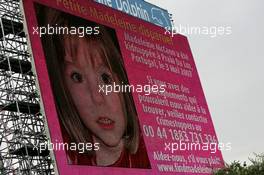 26.05.2007 Monte Carlo, Monaco,  An appeal for information to find missing British girl Madeleine McCann is displayed on the screens at the circuit - Formula 1 World Championship, Rd 5, Monaco Grand Prix, Saturday Practice