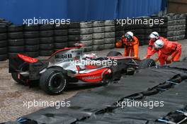 26.05.2007 Monte Carlo, Monaco,  Fernando Alonso (ESP), McLaren Mercedes, MP4-22 has an off-track excursion - Formula 1 World Championship, Rd 5, Monaco Grand Prix, Saturday Practice