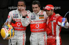 26.05.2007 Monte Carlo, Monaco,  Pole Position, 1st, Fernando Alonso (ESP), McLaren Mercedes, MP4-22, 2nd, Lewis Hamilton (GBR), McLaren Mercedes, MP4-22, 3rd, Felipe Massa (BRA), Scuderia Ferrari, F2007 - Formula 1 World Championship, Rd 5, Monaco Grand Prix, Saturday Qualifying