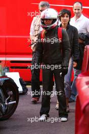 27.05.2007 Monte Carlo, Monaco,  Michael Schumacher (GER), Scuderia Ferrari, Advisor and Corina Schumacher (GER), Corinna, Wife of Michael Schumacher are leaving the track on a motor bike after the race - Formula 1 World Championship, Rd 5, Monaco Grand Prix, Sunday