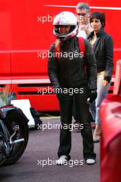 27.05.2007 Monte Carlo, Monaco,  Michael Schumacher (GER), Scuderia Ferrari, Advisor and Corina Schumacher (GER), Corinna, Wife of Michael Schumacher are leaving the track on a motor bike after the race - Formula 1 World Championship, Rd 5, Monaco Grand Prix, Sunday