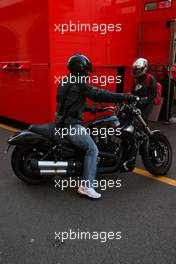 27.05.2007 Monte Carlo, Monaco,  Michael Schumacher (GER), Scuderia Ferrari, Advisor and Corina Schumacher (GER), Corinna, Wife of Michael Schumacher are leaving the track on a motor bike after the race - Formula 1 World Championship, Rd 5, Monaco Grand Prix, Sunday