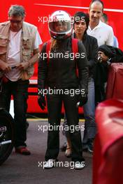 27.05.2007 Monte Carlo, Monaco,  Michael Schumacher (GER), Scuderia Ferrari, Advisor and Corina Schumacher (GER), Corinna, Wife of Michael Schumacher are leaving the track on a motor bike after the race - Formula 1 World Championship, Rd 5, Monaco Grand Prix, Sunday