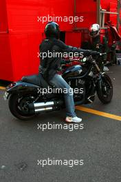 27.05.2007 Monte Carlo, Monaco,  Michael Schumacher (GER), Scuderia Ferrari, Advisor and Corina Schumacher (GER), Corinna, Wife of Michael Schumacher are leaving the track on a motor bike after the race - Formula 1 World Championship, Rd 5, Monaco Grand Prix, Sunday