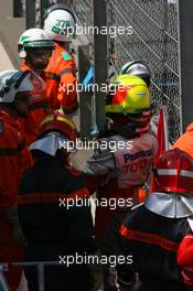 24.05.2007 Monte Carlo, Monaco,  Ralf Schumacher (GER), Toyota Racing, TF107, crashed - Formula 1 World Championship, Rd 5, Monaco Grand Prix, Thursday Practice