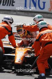 24.05.2007 Monte Carlo, Monaco,  Adrian Sutil (GER), Spyker F1 Team, F8-VII, crashed in Free Practice - Formula 1 World Championship, Rd 5, Monaco Grand Prix, Thursday Practice