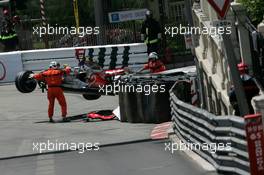 24.05.2007 Monte Carlo, Monaco,  Lewis Hamilton (GBR), McLaren Mercedes, MP4-22, crashed in Free Practice - Formula 1 World Championship, Rd 5, Monaco Grand Prix, Thursday Practice