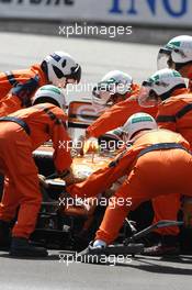 24.05.2007 Monte Carlo, Monaco,  Adrian Sutil (GER), Spyker F1 Team, F8-VII, crashed in Free Practice - Formula 1 World Championship, Rd 5, Monaco Grand Prix, Thursday Practice