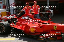 23.05.2007 Monte Carlo, Monaco,  Scuderia Ferrari, use a different tone of paint from this weekend, Felipe Massa (BRA), Scuderia Ferrari and Kimi Raikkonen (FIN), Räikkönen, Scuderia Ferrari - Formula 1 World Championship, Rd 5, Monaco Grand Prix, Wednesday